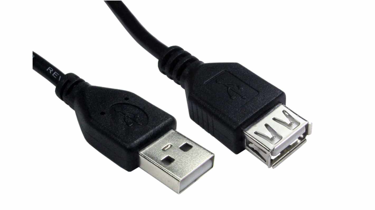 RS PRO USB 2.0, Male USB A to Female USB A, 3m