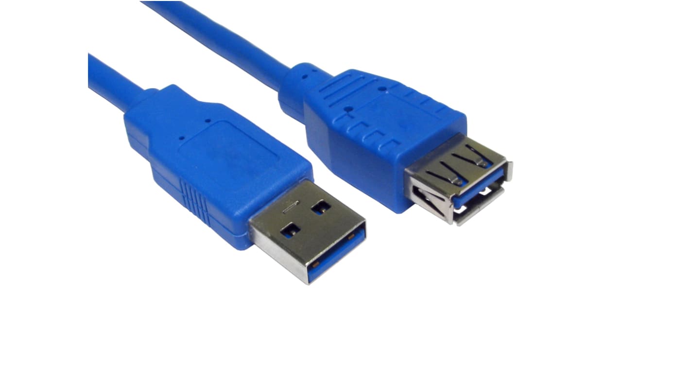 Prolunga USB RS PRO USB A/USB A, L. 1m, col. Blu