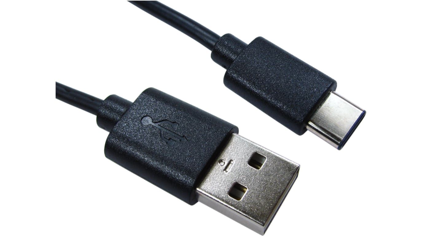 RS PRO USB 3.1, Male USB C to Male USB A, 1m