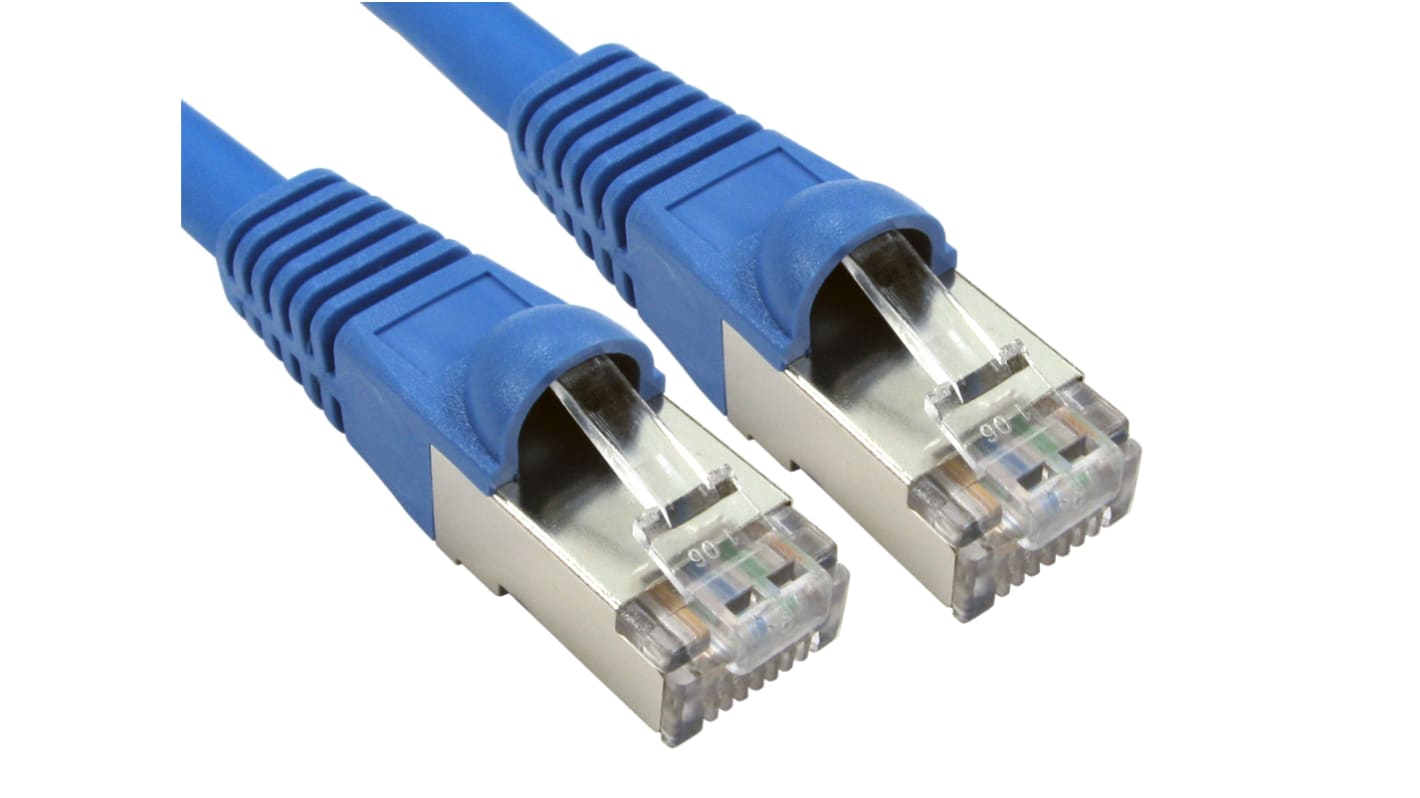 RS PRO, 1m Cat6a, Blue RJ45 to Male RJ45 Male, S/FTPShielded, Terminated LSZH Sheath