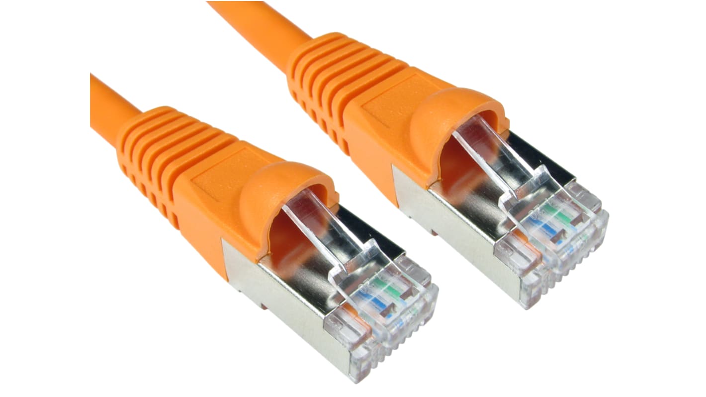 RS PRO, 3m Cat6a, Orange RJ45 to Male RJ45 Male, S/FTPShielded, Terminated LSZH Sheath
