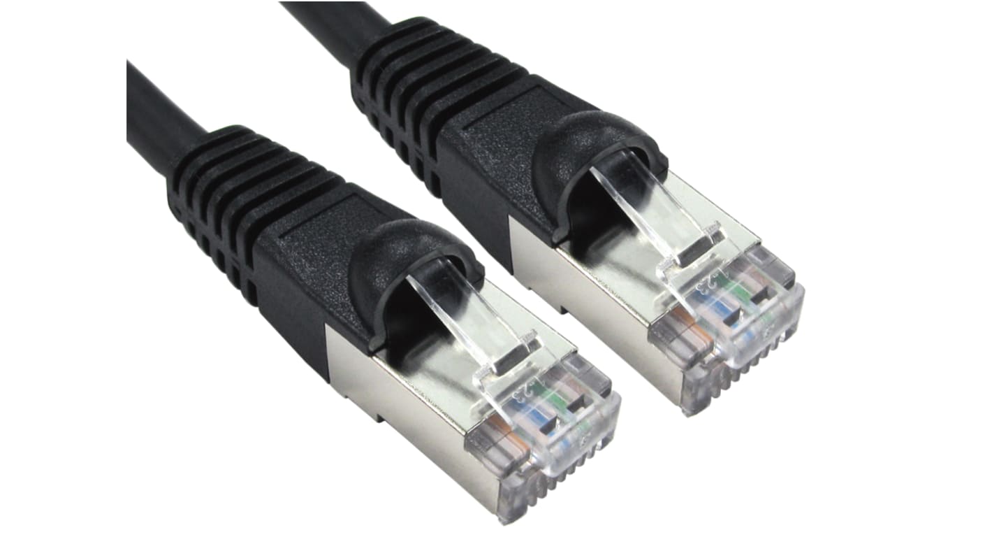 RS PRO, 5m Cat6a, Black RJ45 to Male RJ45 Male, S/FTPShielded, Terminated LSZH Sheath