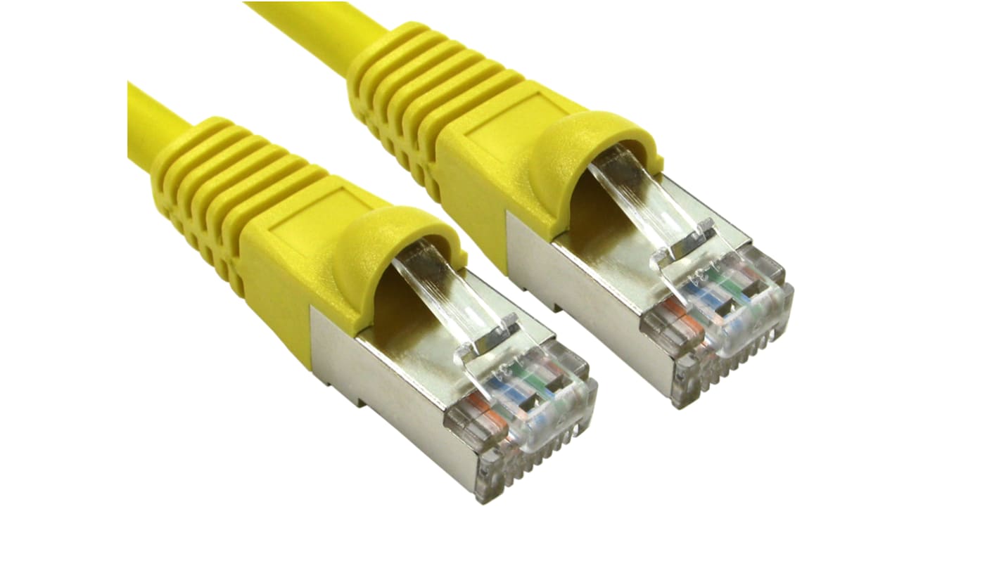RS PRO, 5m Cat6a, Yellow RJ45 to Male RJ45 Male, S/FTP Shielded, Terminated LSZH Sheath