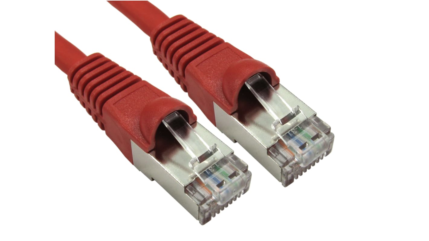 RS PRO, 10m Cat6a, Red RJ45 to Male RJ45 Male, S/FTPShielded, Terminated LSZH Sheath