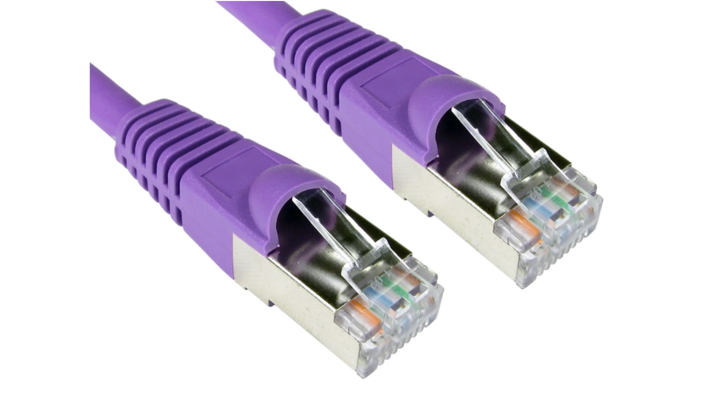 RS PRO, 10m Cat6a, Purple RJ45 to Male RJ45 Male, S/FTPShielded, Terminated LSZH Sheath