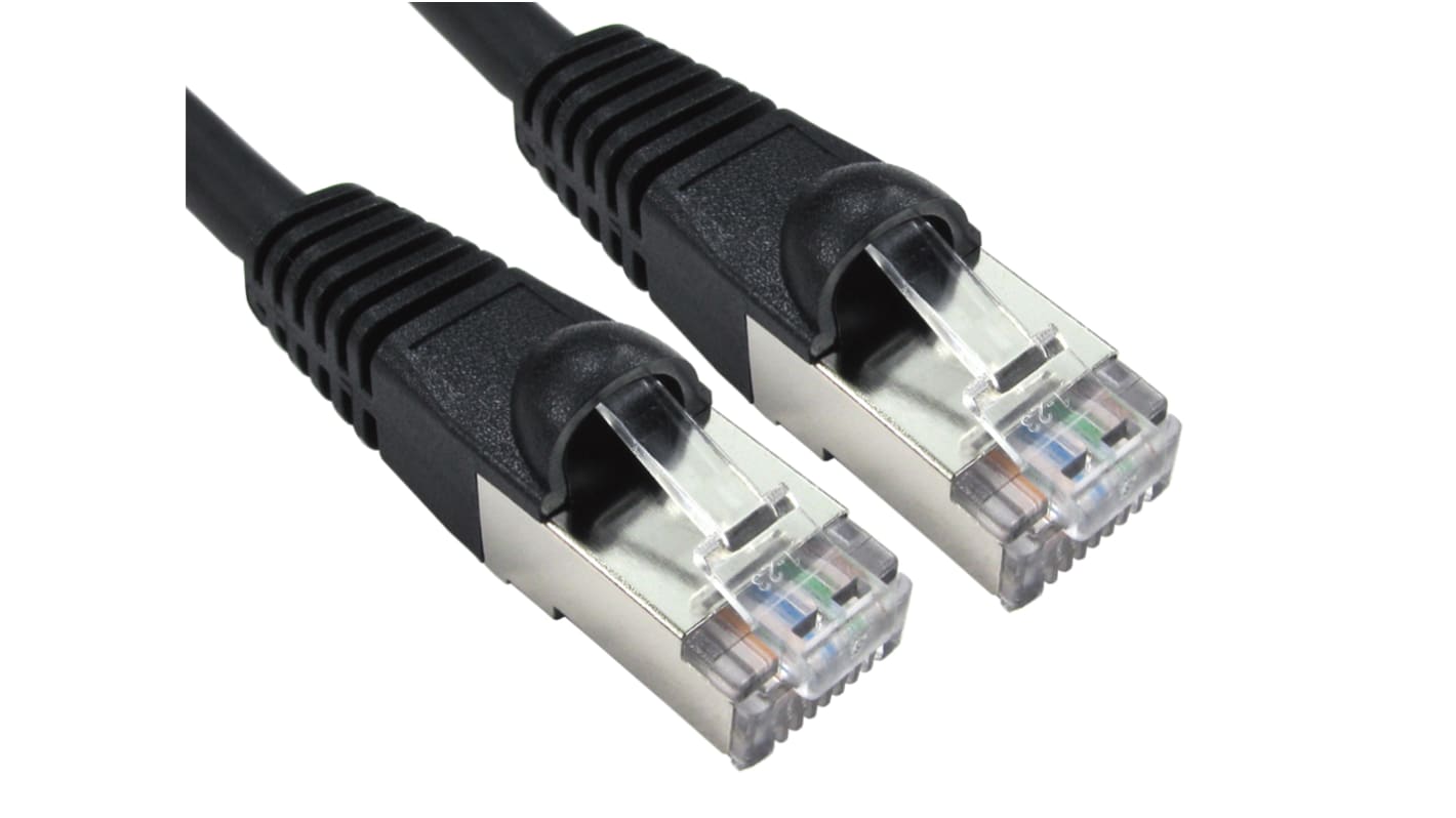 RS PRO Cat6a Straight Male RJ45 to Straight Male RJ45 Ethernet Cable, S/FTP, Black LSZH Sheath, 15m, Low Smoke Zero