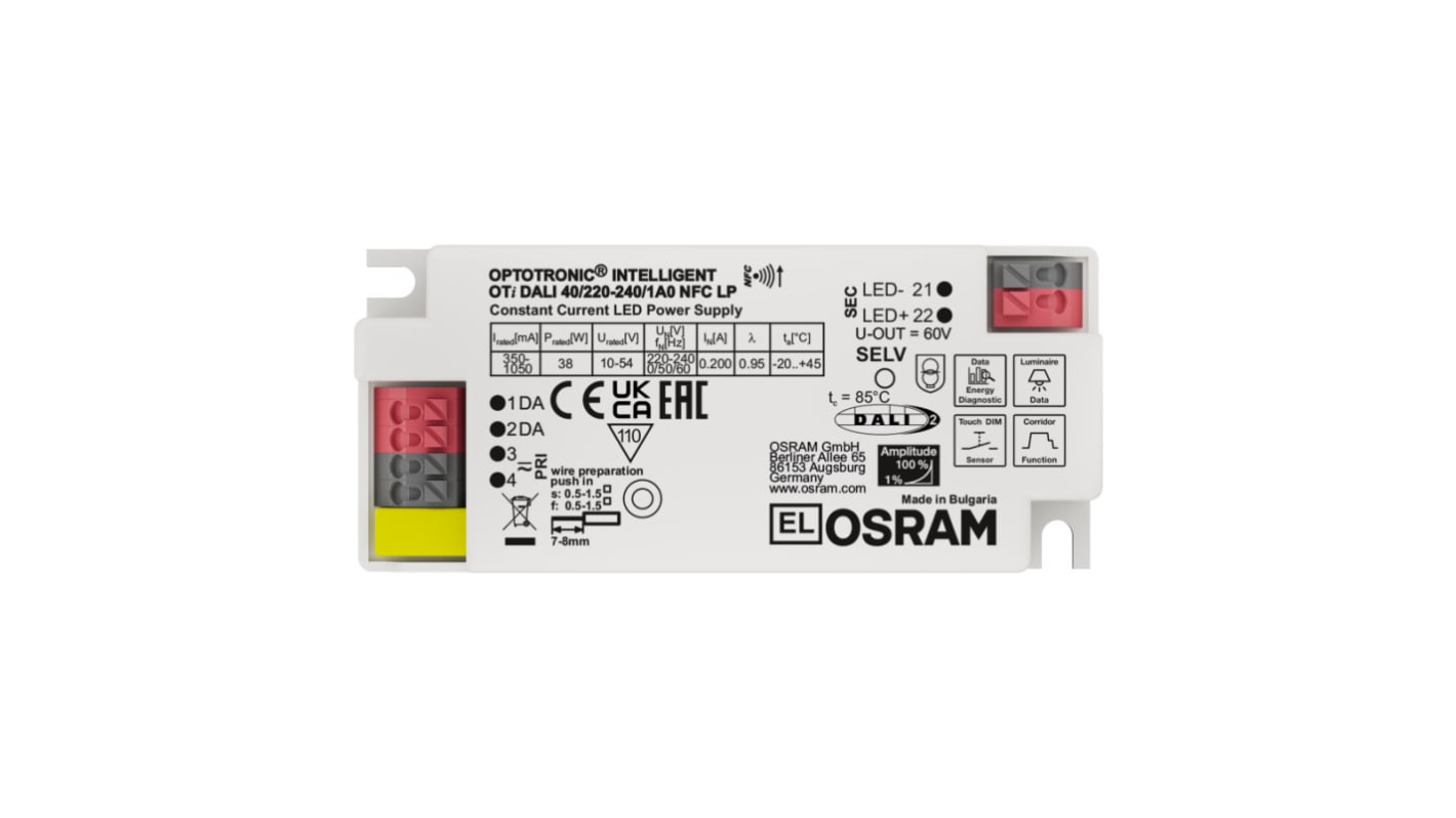 Osram 40W LED驱动电源, 输出20-50V 500-1050mA, 可调光