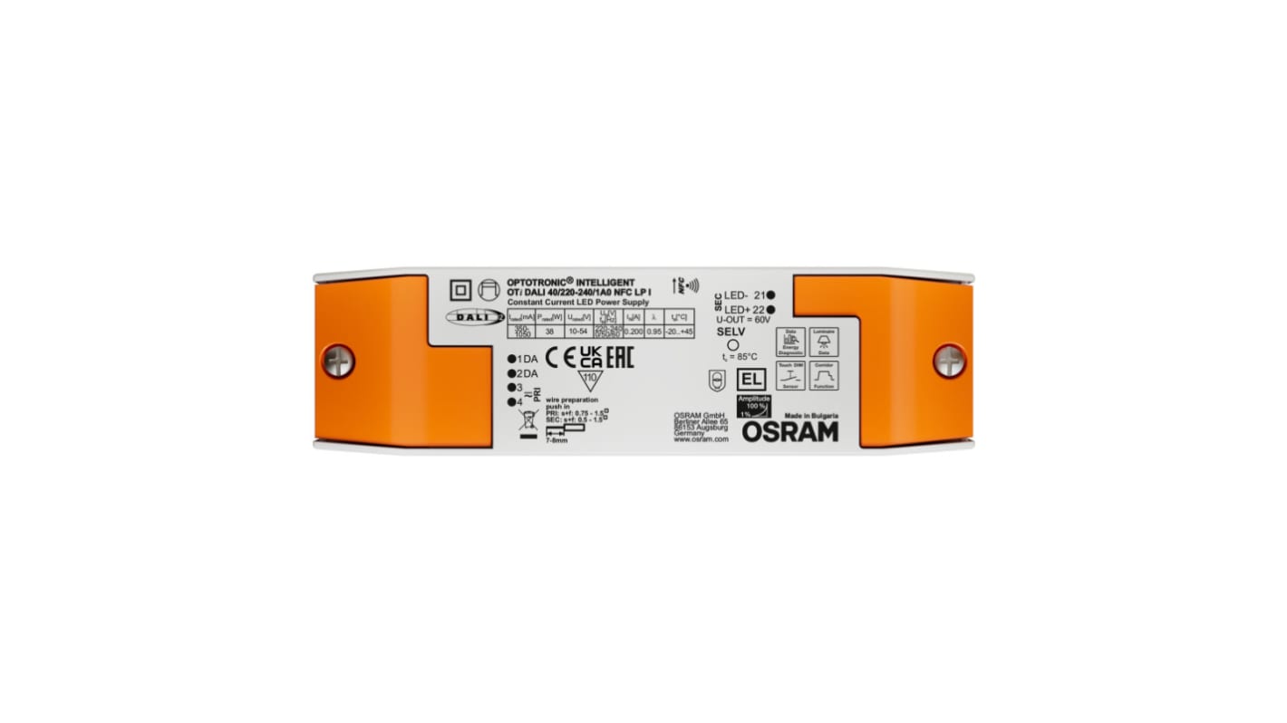 Sterownik LED napięcie wyjciowe: 60V 350-1050mA napięcie wejściowe: 220 → 240 V. stabilizowany prądowo 38W Osram