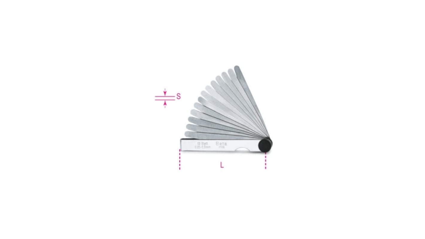 BETA 1708/13 Steel Feeler Gauge, 13 Blades