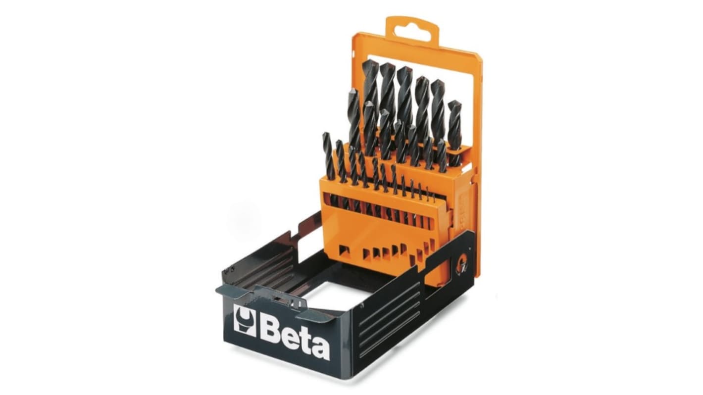 BETA 19-Piece Twist Drill Bit Set for Multi-Material, 10mm Max, 1mm Min, High Speed Steel Bits