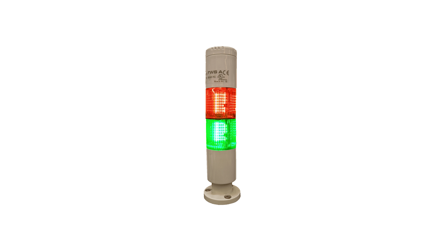 Rs-Online Torretta di segnalazione Sirena 24 V LED 2 elementi lenti lenti Verde Rosso con Cicalino