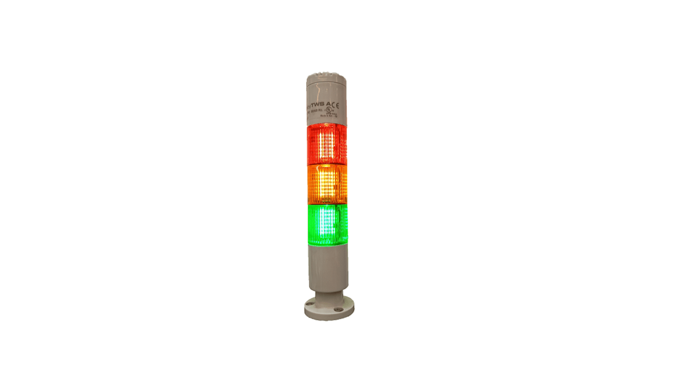Rs-Online Torretta di segnalazione Sirena 24 V LED 3 elementi lenti lenti Ambra Verde Rosso con Cicalino
