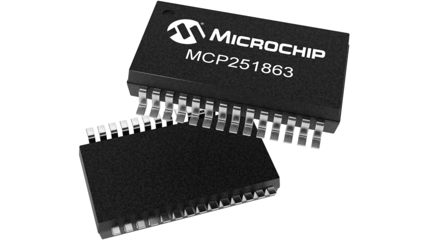 Microchip CAN收发器, 最高数据速率5Mbps, 支持CAN 2.0B, CAN FD标准