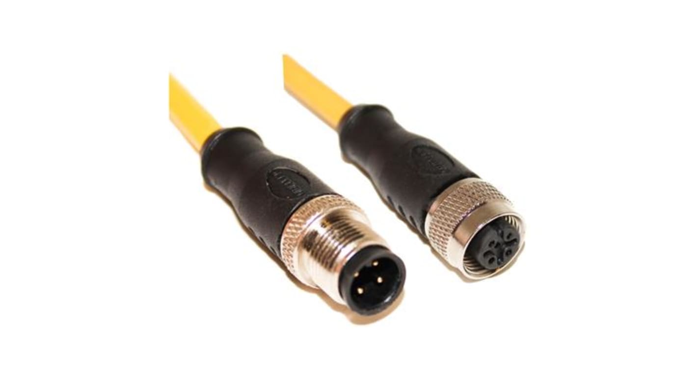 Mueller Electric Straight Male M12 to Straight Female M12 Sensor Actuator Cable, 10m