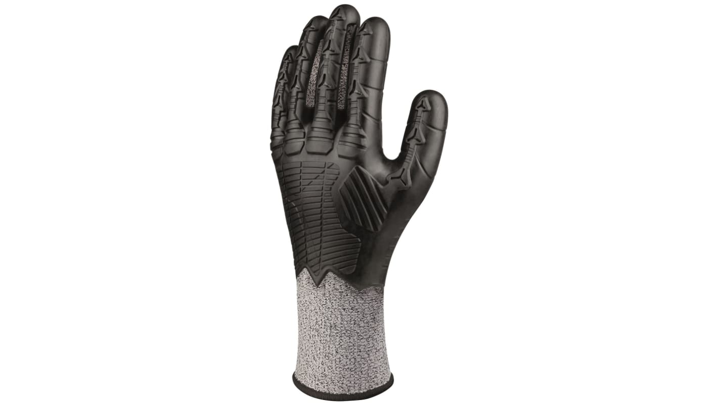 Delta Plus Black Fibres Cut Resistant General Handling Gloves, Size 11, Thermoplastic Rubber Coating