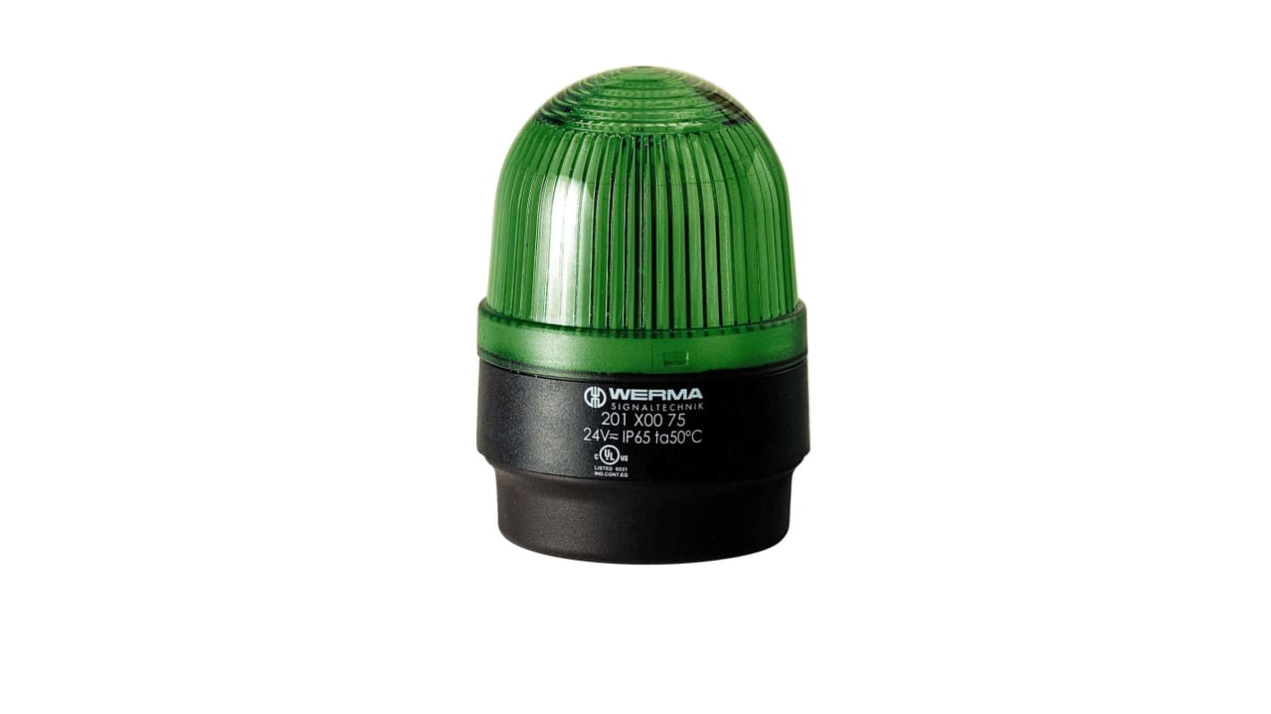 Werma 202 Series Green Flashing Beacon, 115 V, Base Mount, Xenon Bulb