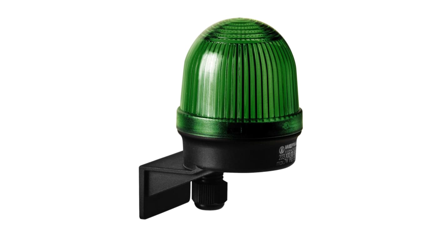 Werma 绿色连续光灯丝警示灯, 黑色外壳, 12 → 230 V, Φ46mm底座, 壁装, IP65