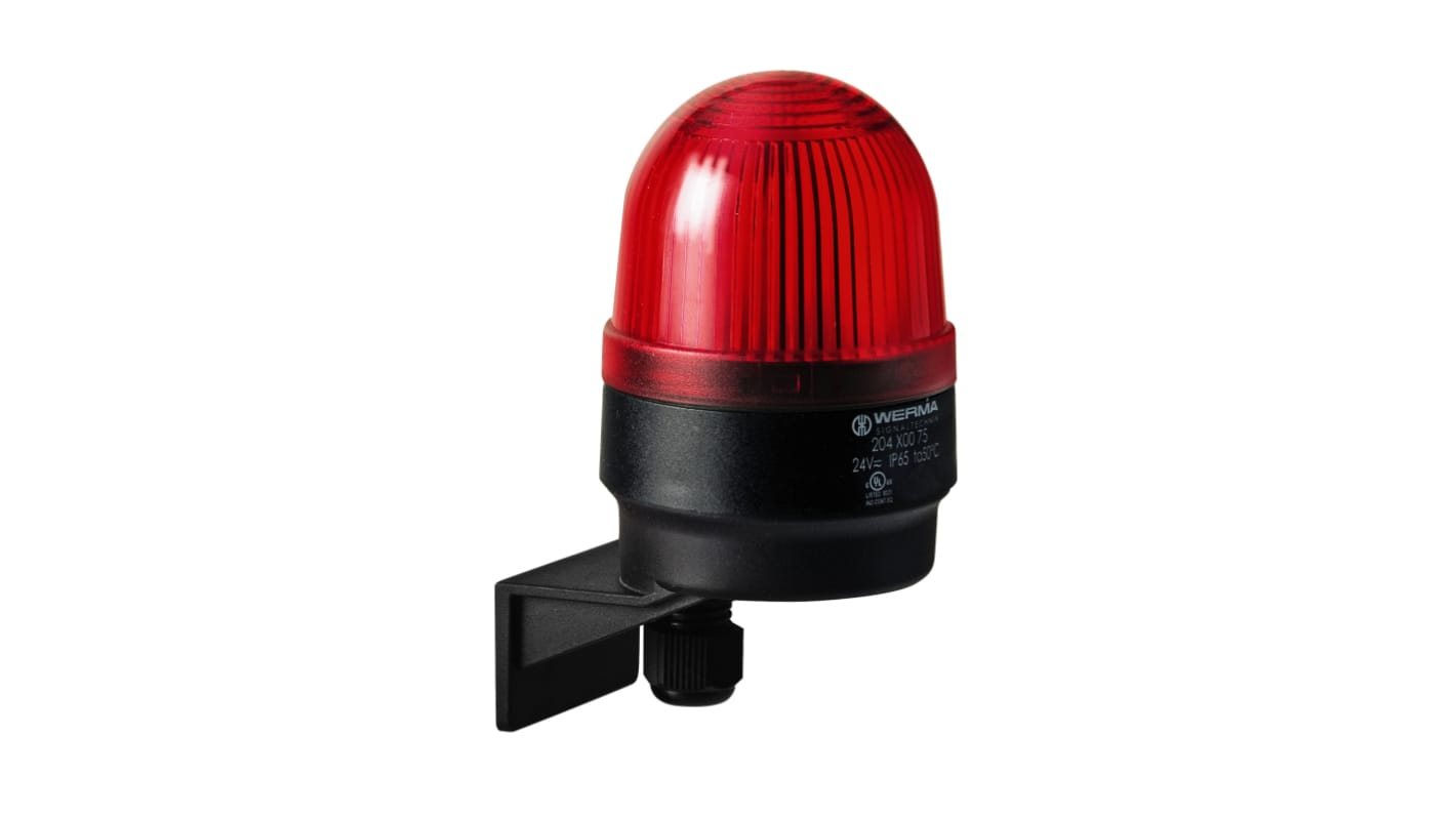 Werma 204 Series Red Continuous lighting Beacon, 230 V, Wall Mount, LED Bulb, IP65