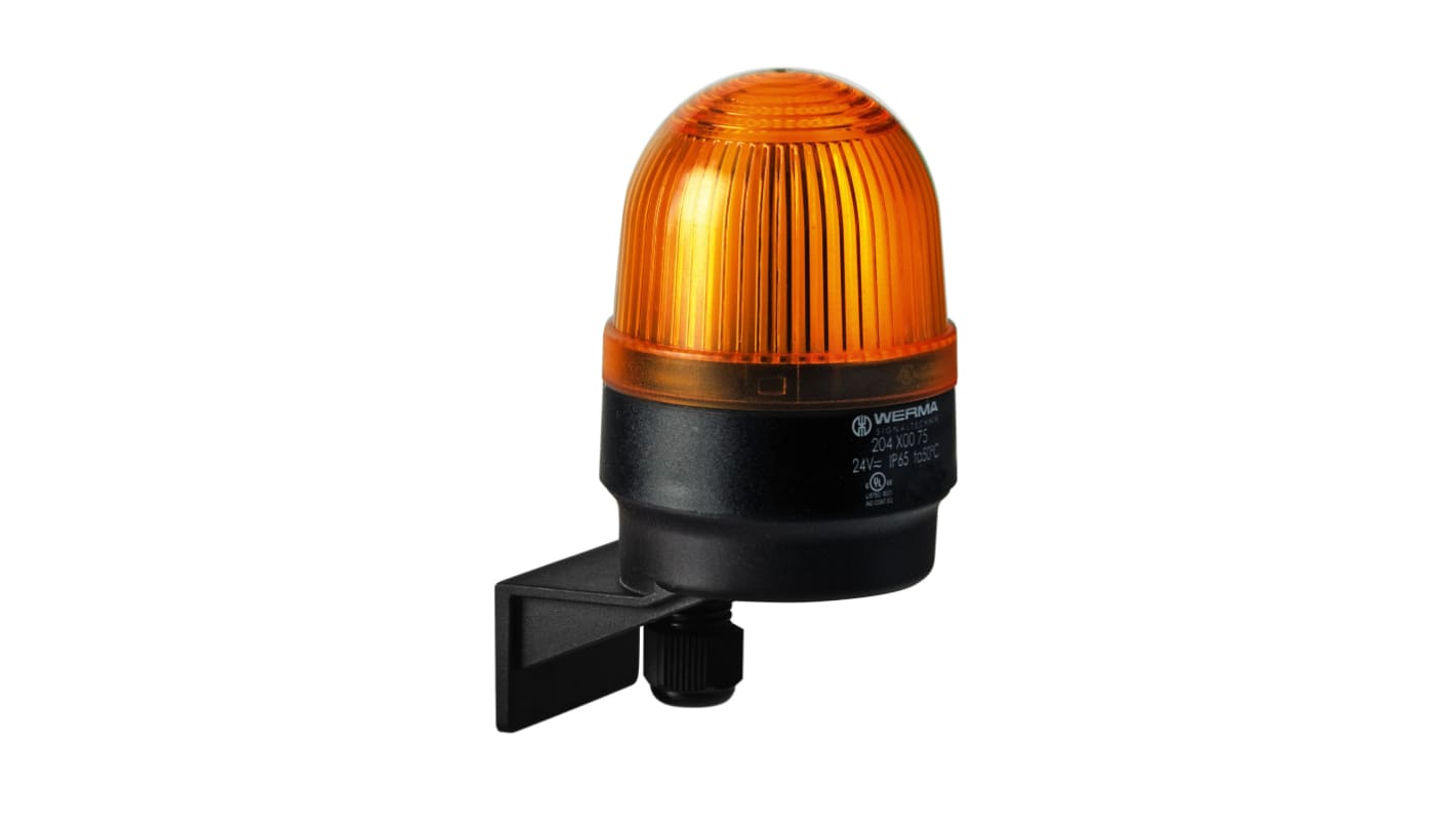 Werma 204 Series Yellow Continuous lighting Beacon, 230 V, Wall Mount, LED Bulb
