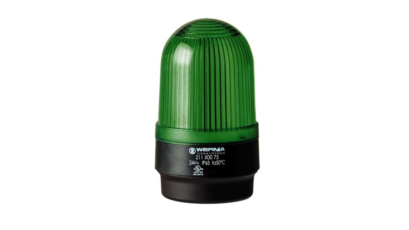 Werma 211 Series Green Continuous lighting Beacon, 24 V, Base Mount, LED Bulb