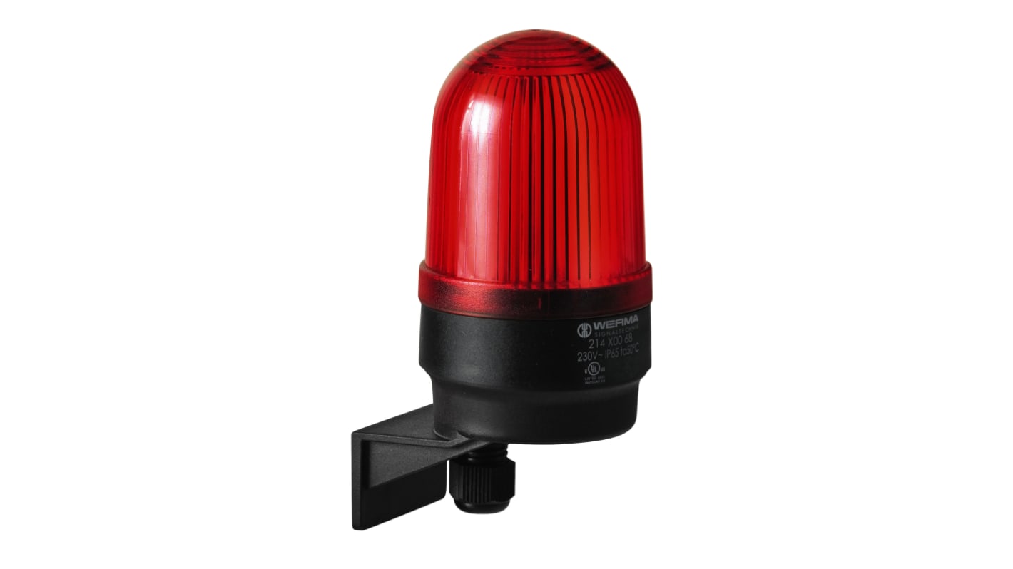 Werma 214 Series Red Continuous lighting Beacon, 230 V, Wall Mount, LED Bulb