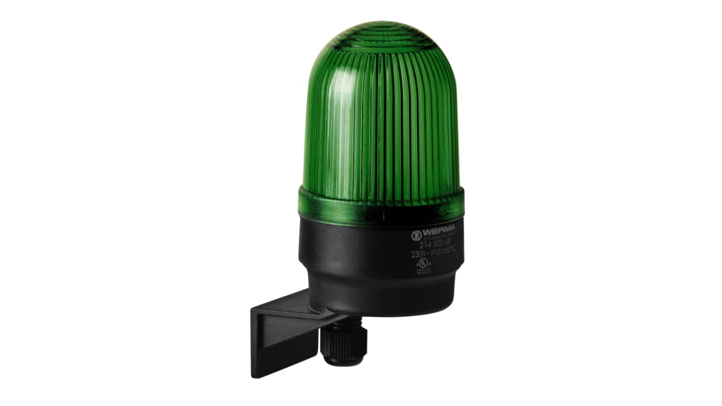 Werma 214 Series Green Continuous lighting Beacon, 115 V, Wall Mount, LED Bulb