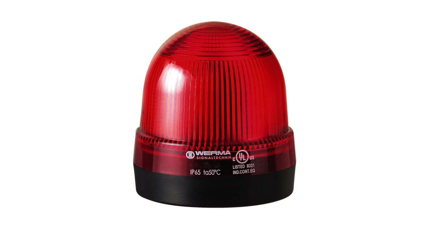 Werma 222 Series Red Flashing Beacon, 115 V, Base Mount, Xenon Bulb