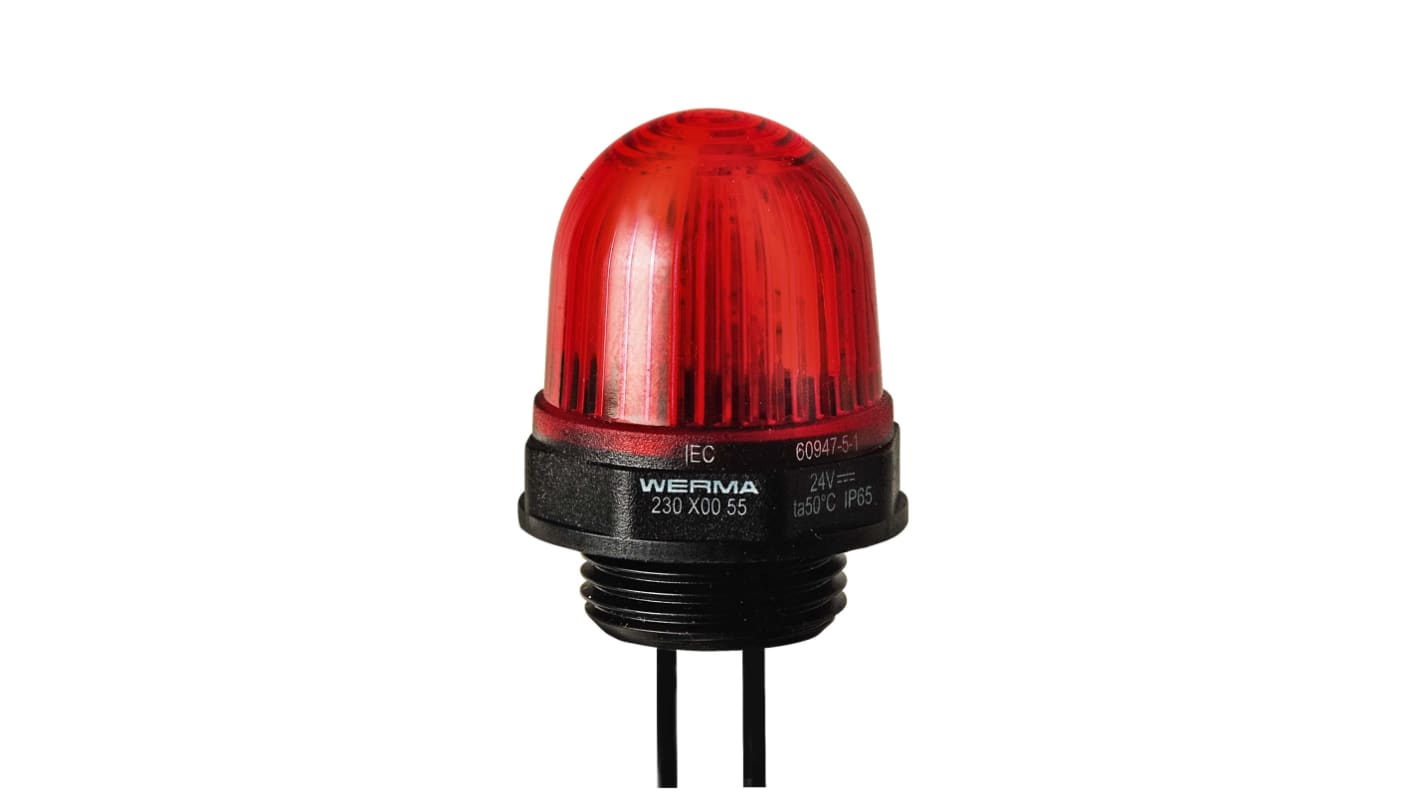 Werma 230 Series Red Continuous lighting Beacon, 115 V, Built-in Mounting, LED Bulb
