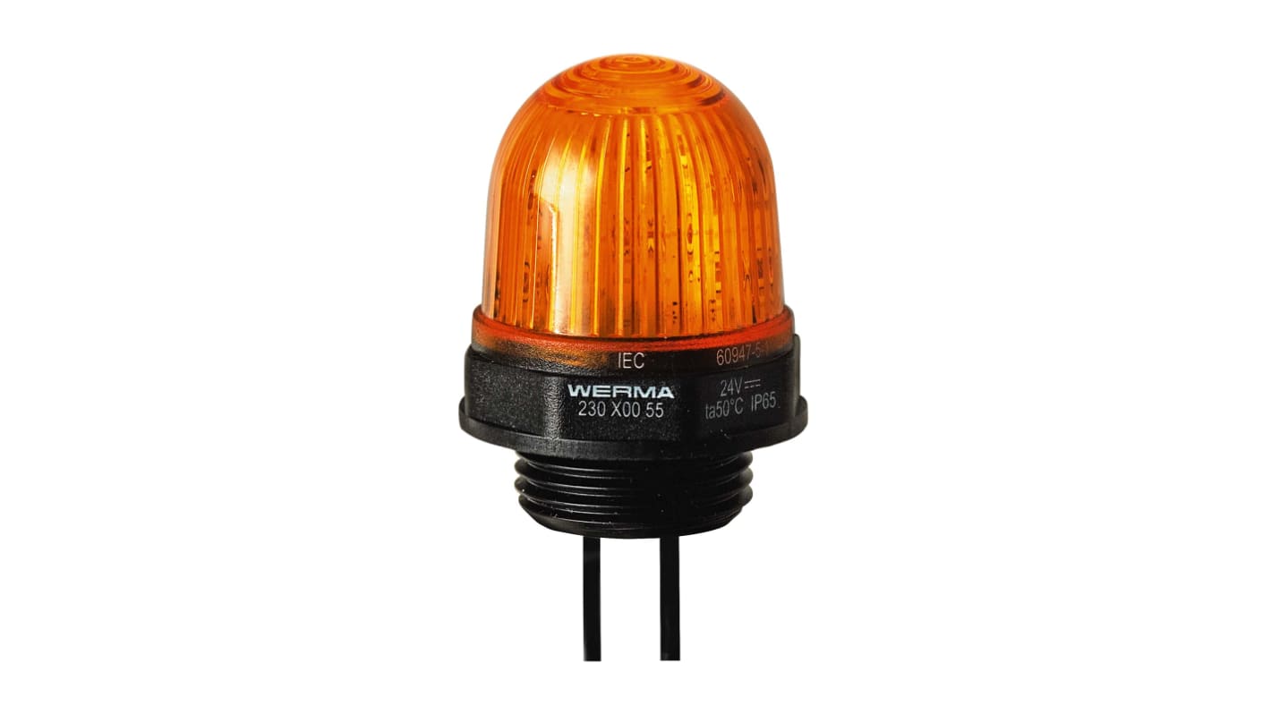 Werma 230 Series Yellow Continuous lighting Beacon, 115 V, Built-in Mounting, LED Bulb