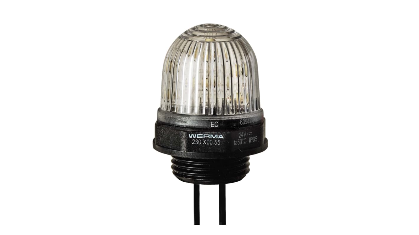 Werma 230 Series Clear Continuous lighting Beacon, 24 V, Built-in Mounting, LED Bulb