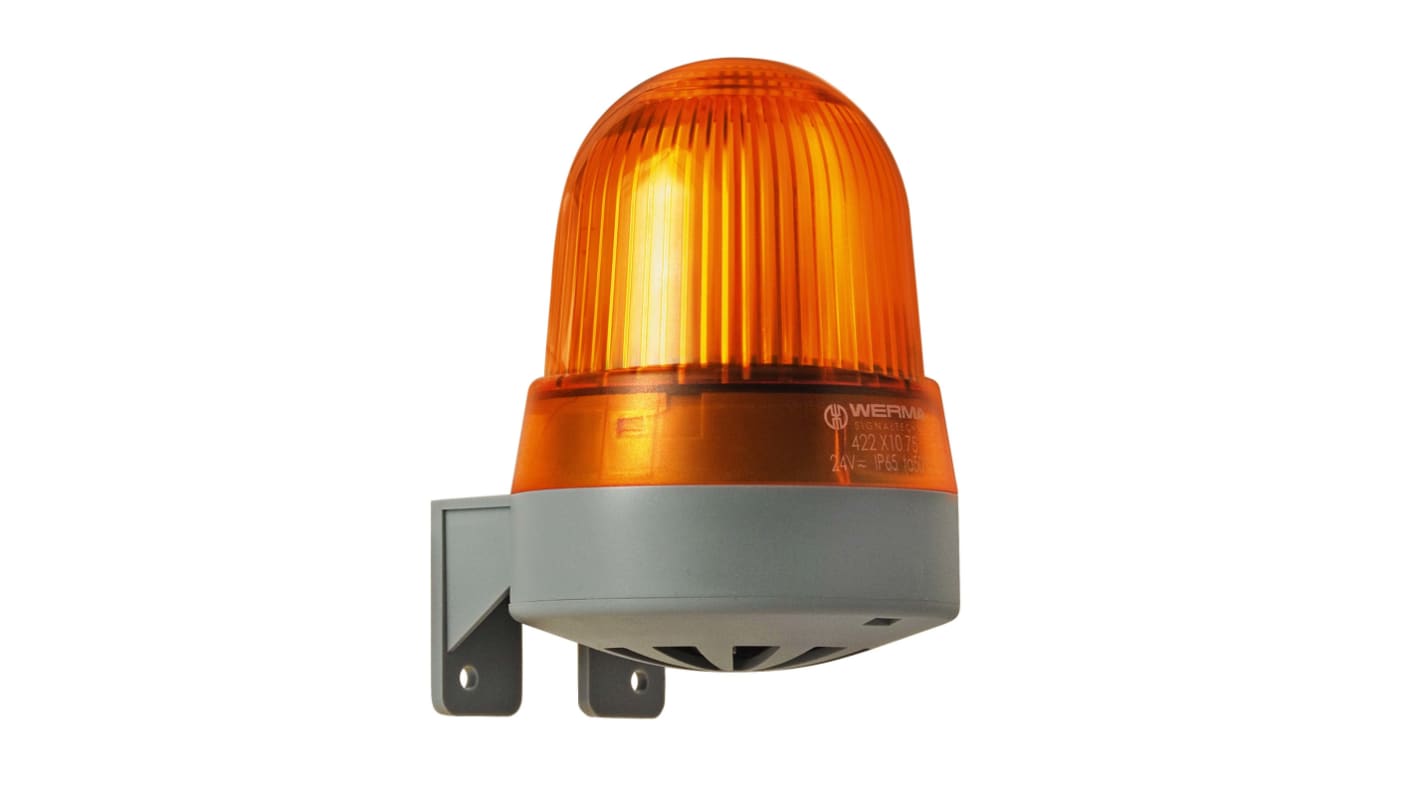 Werma 422 Series Yellow Buzzer Beacon, 115 V, IP65, Wall Mount, 98dB at 1 Metre