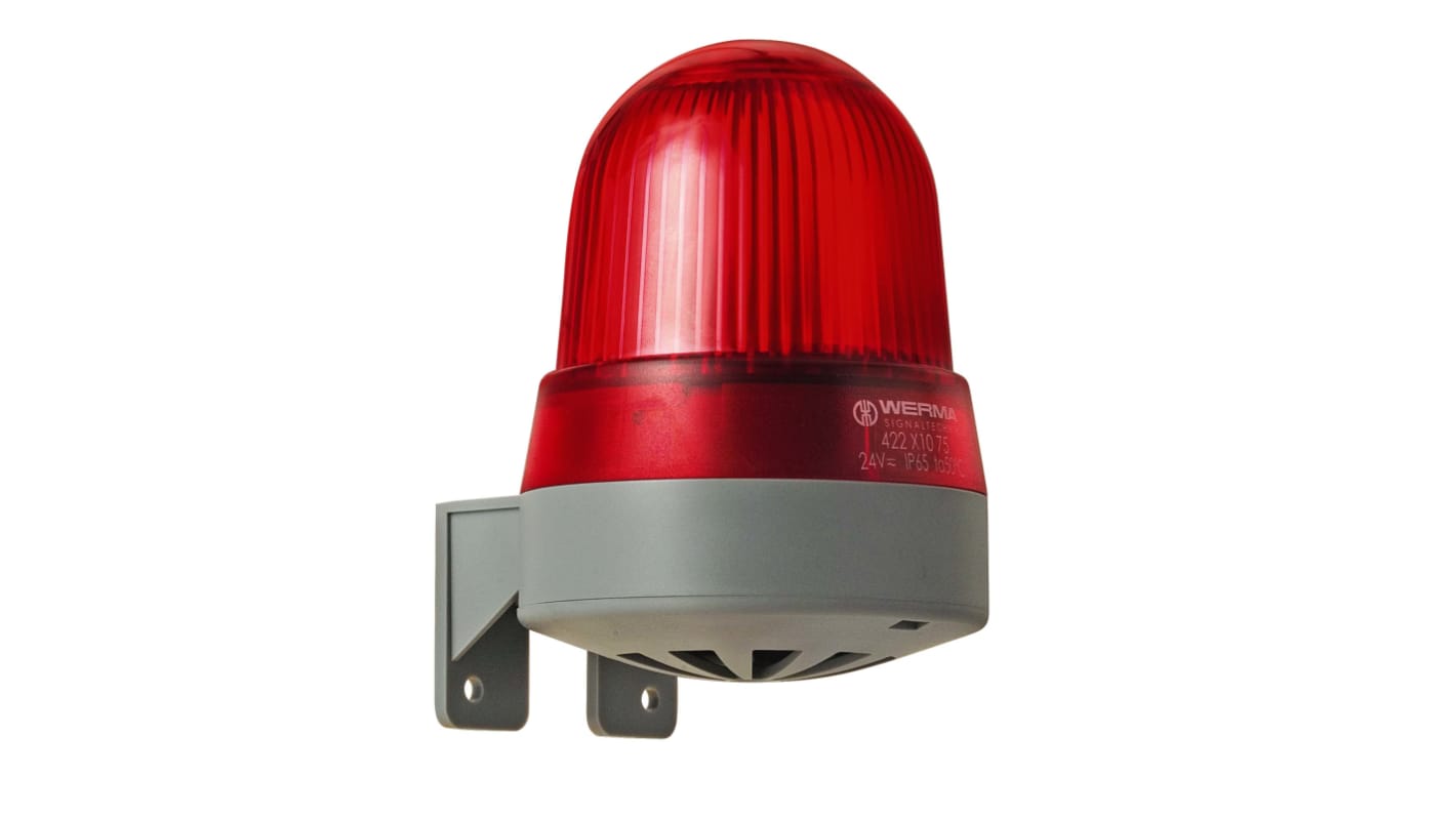 Indicator luminoso y acústico Xenón Werma 423, 115 V, Rojo, Luz continua, 98dB @ 1m, IP65