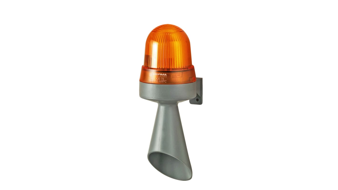 Indicator luminoso y acústico LED Werma 424, 230 V, Amarillo, Luz continua, 98dB @ 1m, IP65