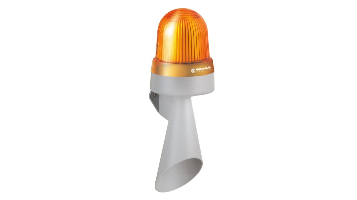 Werma 434 Series Yellow Horn Beacon, 115 → 230 V, IP65, Wall Mount, 98dB at 1 Metre