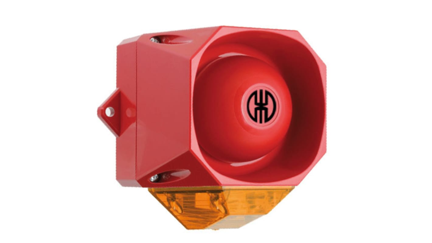 Werma 439 Series Red/Yellow Sounder Beacon, 9 → 60 V, IP65, Wall Mount, 105dB at 1 Metre
