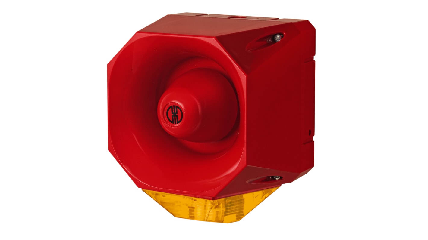 Werma 442 Series Red/Yellow Sounder Beacon, 18 → 30 V, IP65, Wall Mount, 120dB at 1 Metre