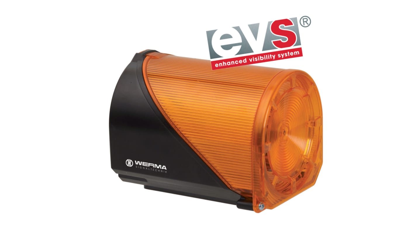 Werma 444 Series Orange Sounder Beacon, 24 V, IP65, Base Mount, Wall Mount, 114dB at 1 Metre