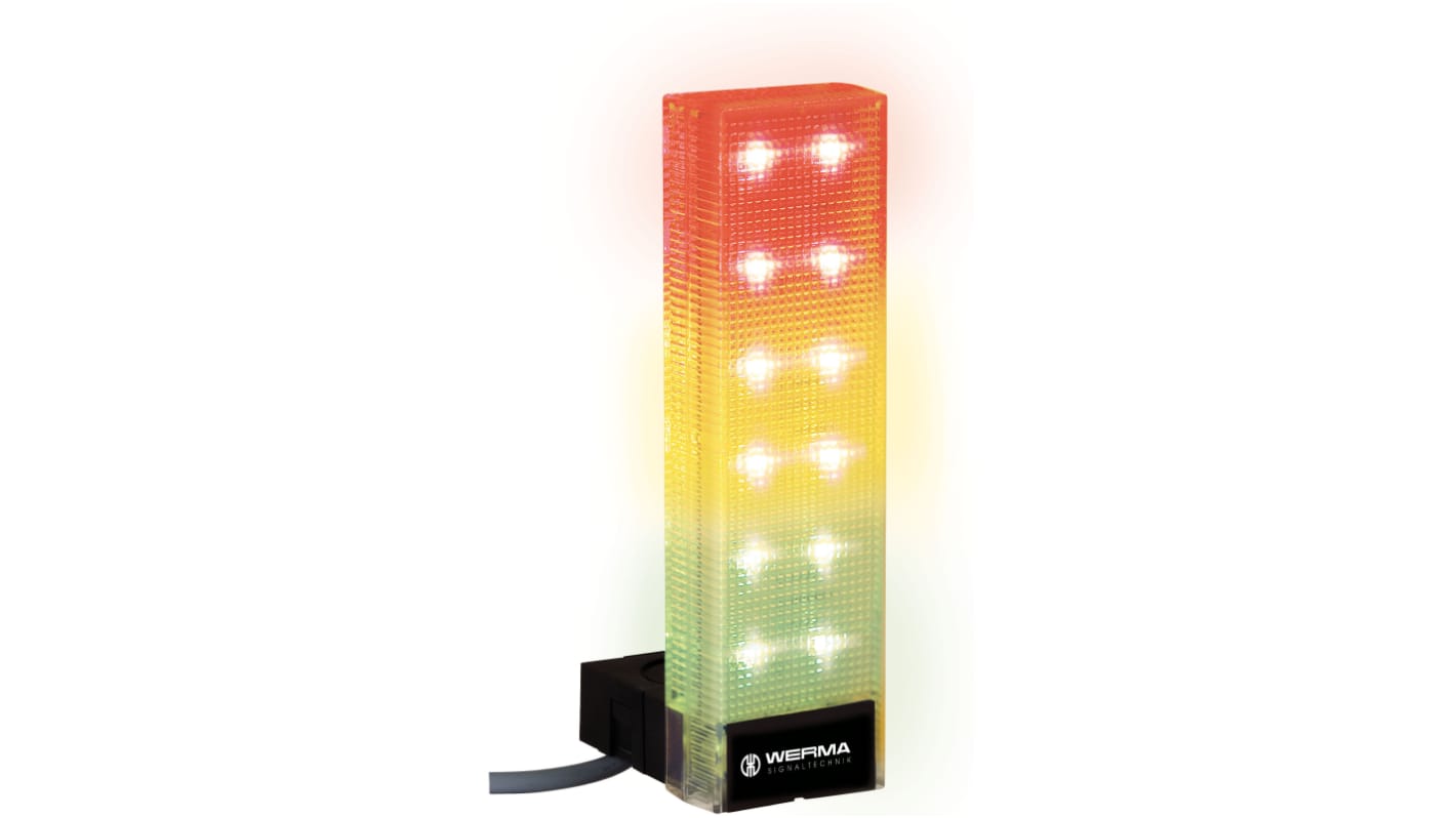 Columna de señalización Werma VarioSIGN, LED, con 3 elementos Verde, rojo, amarillo, 24 V