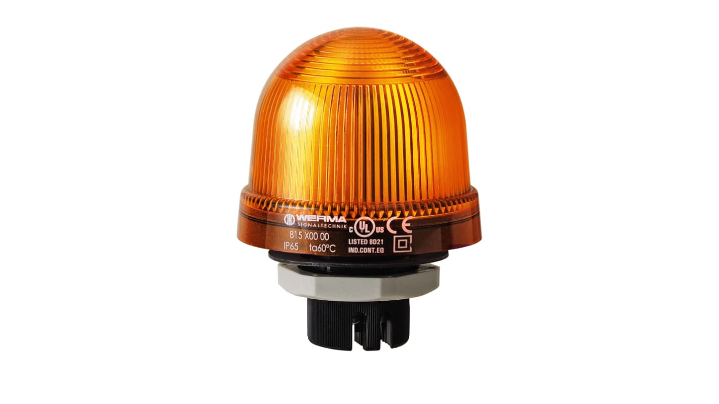 Werma 817 Series Yellow Flashing Beacon, 12 V, Built-in Mounting, Xenon Bulb