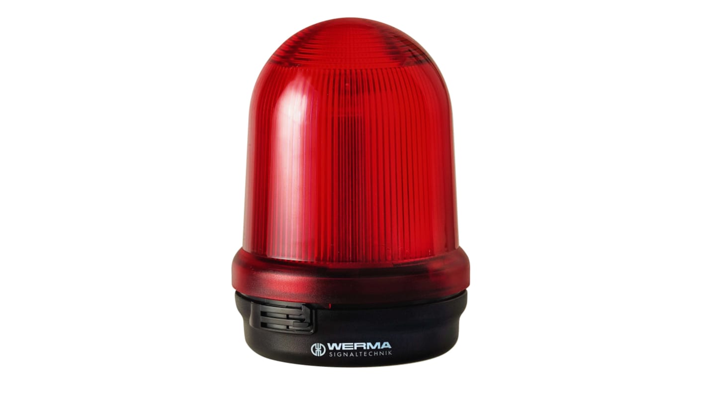 Werma 829 Series Red Continuous lighting Beacon, 24 V, Base Mount, LED Bulb
