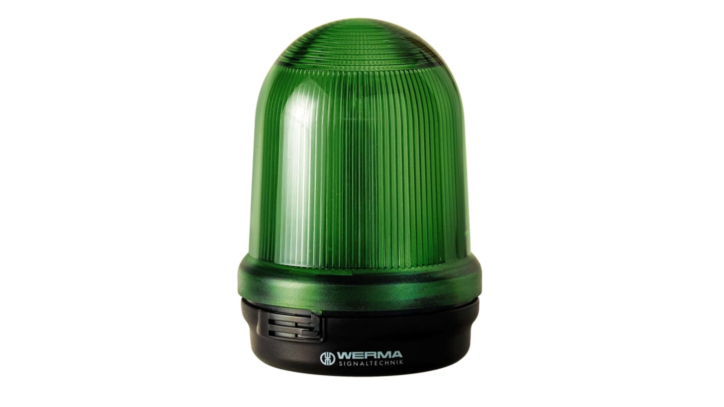 Werma 829 Series Green Rotating Beacon, 115 → 230 V, Base Mount, LED Bulb