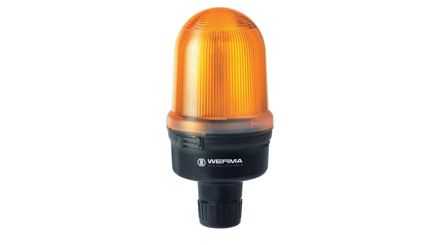 Werma 829 Series Yellow Continuous lighting Beacon, 24 V, Tube Mounting, LED Bulb