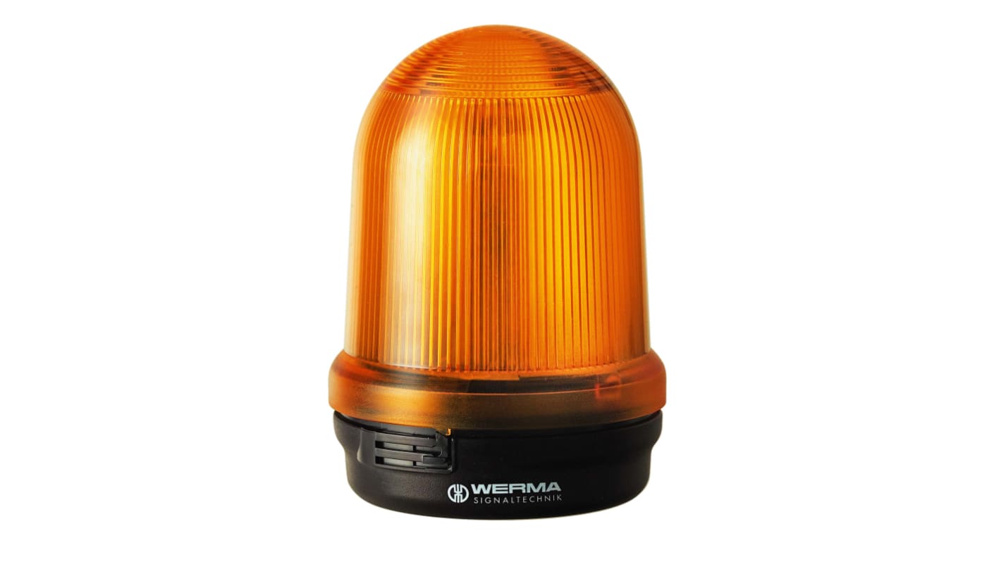 Werma 829 Series Yellow Continuous lighting Beacon, 24 V, Base Mount, LED Bulb, IP65