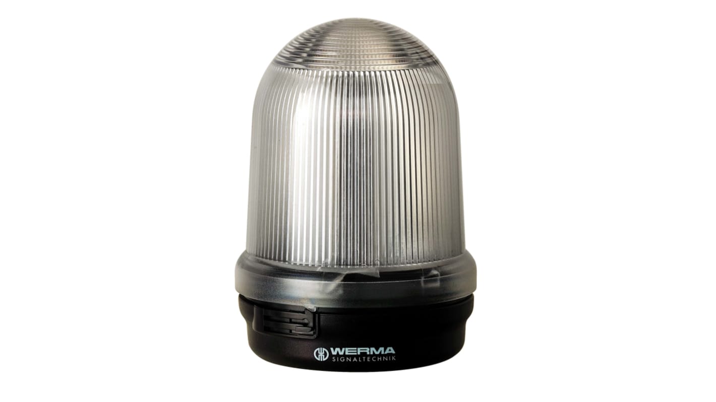 Werma 829 Series Clear Flashing Beacon, 24 V, Base Mount, LED Bulb