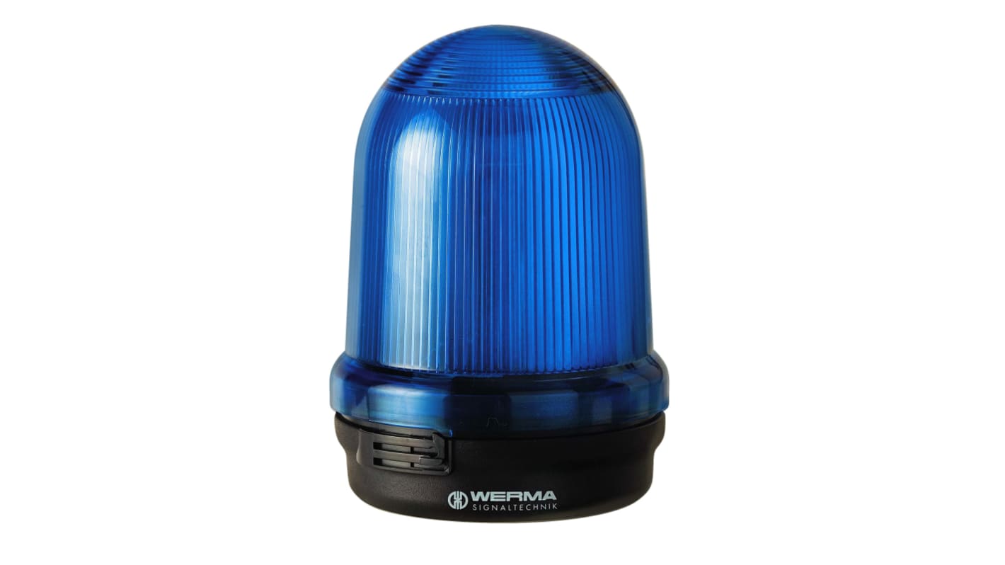 Werma 829 Series Blue Rotating Beacon, 24 V, Base Mount, LED Bulb