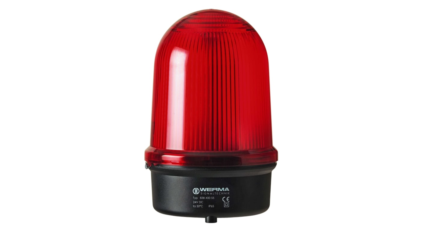 Werma 838 Series Red Flashing Beacon, 115 V, Base Mount, Xenon Bulb