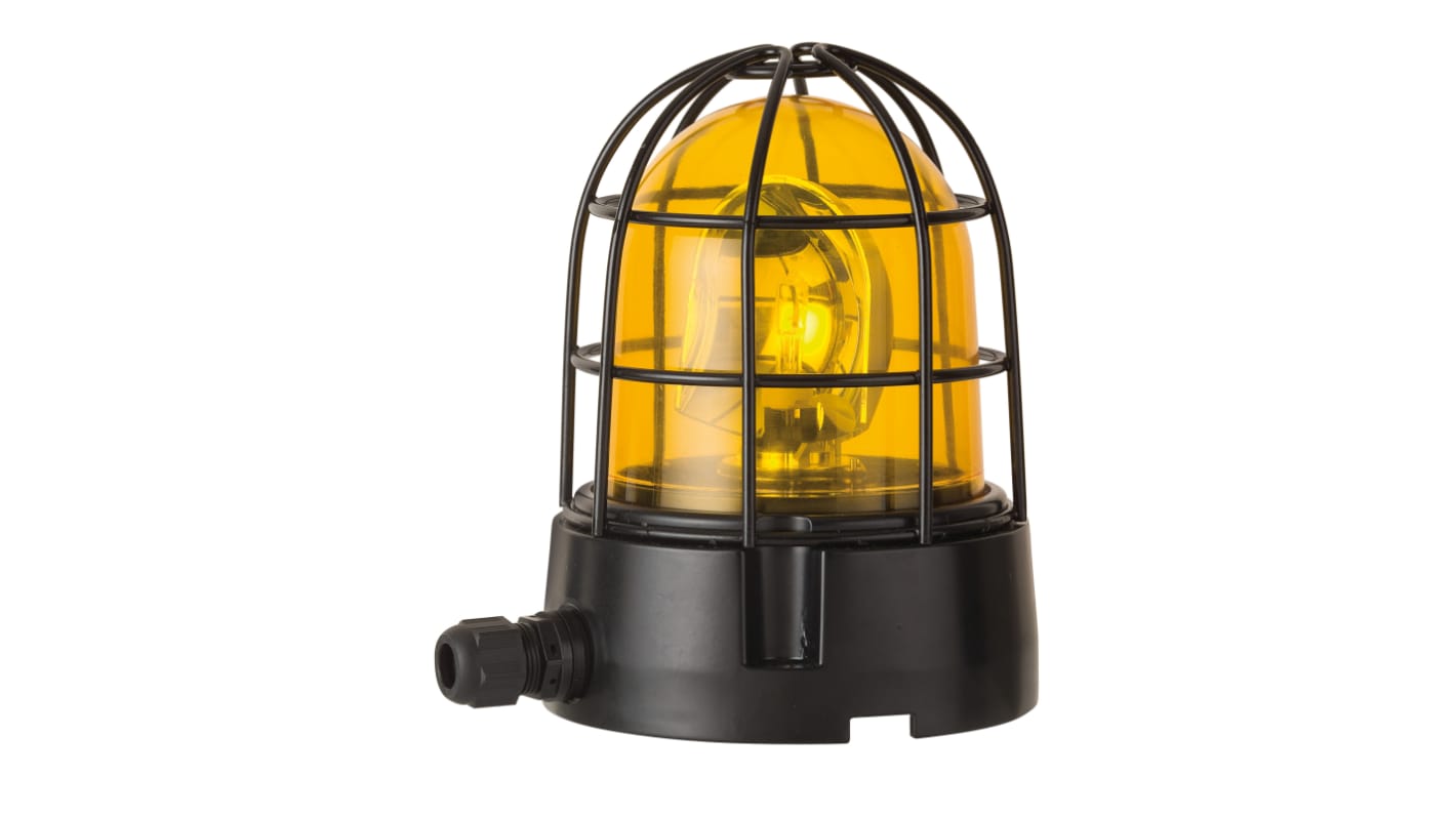 Werma 839 Series Yellow Rotating Beacon, 24 V, Base Mount, Incandescent Bulb