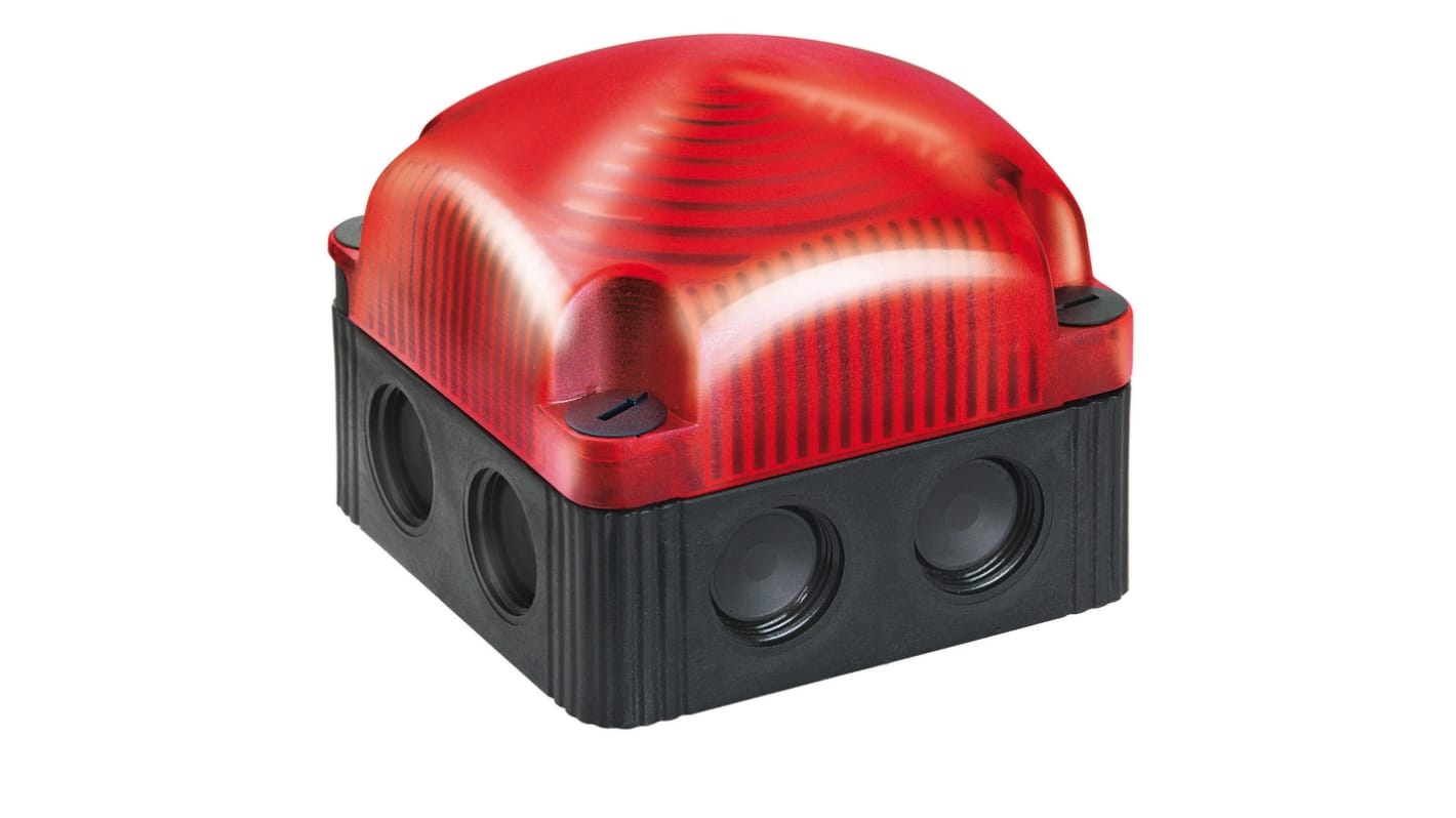 Werma 853 Series Red EVS Beacon, 48 V, Base Mount/ Wall Mount, LED Bulb