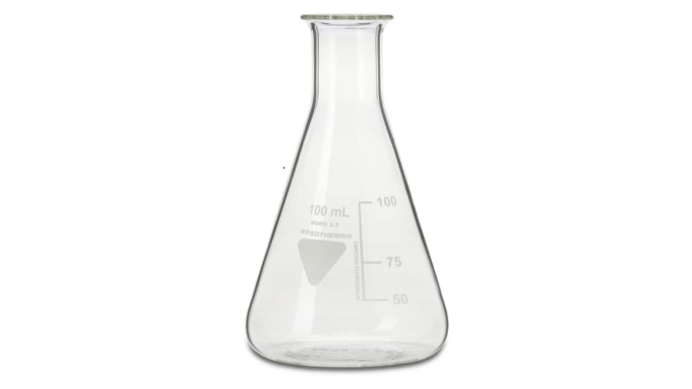 RS PRO Borosilicate Glass 100ml Laboratory Flask