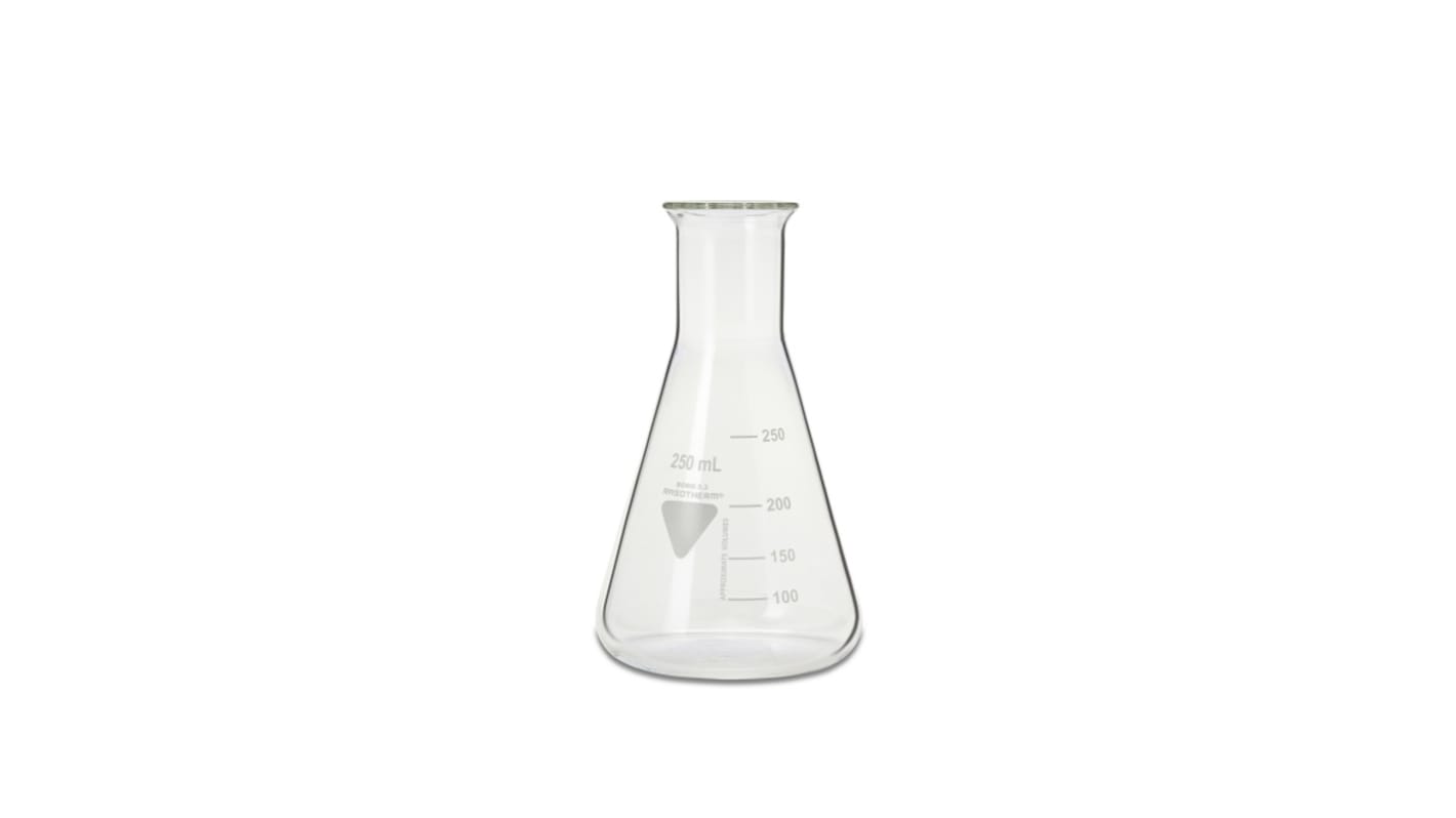 RS PRO Borosilicate Glass 250ml Laboratory Flask